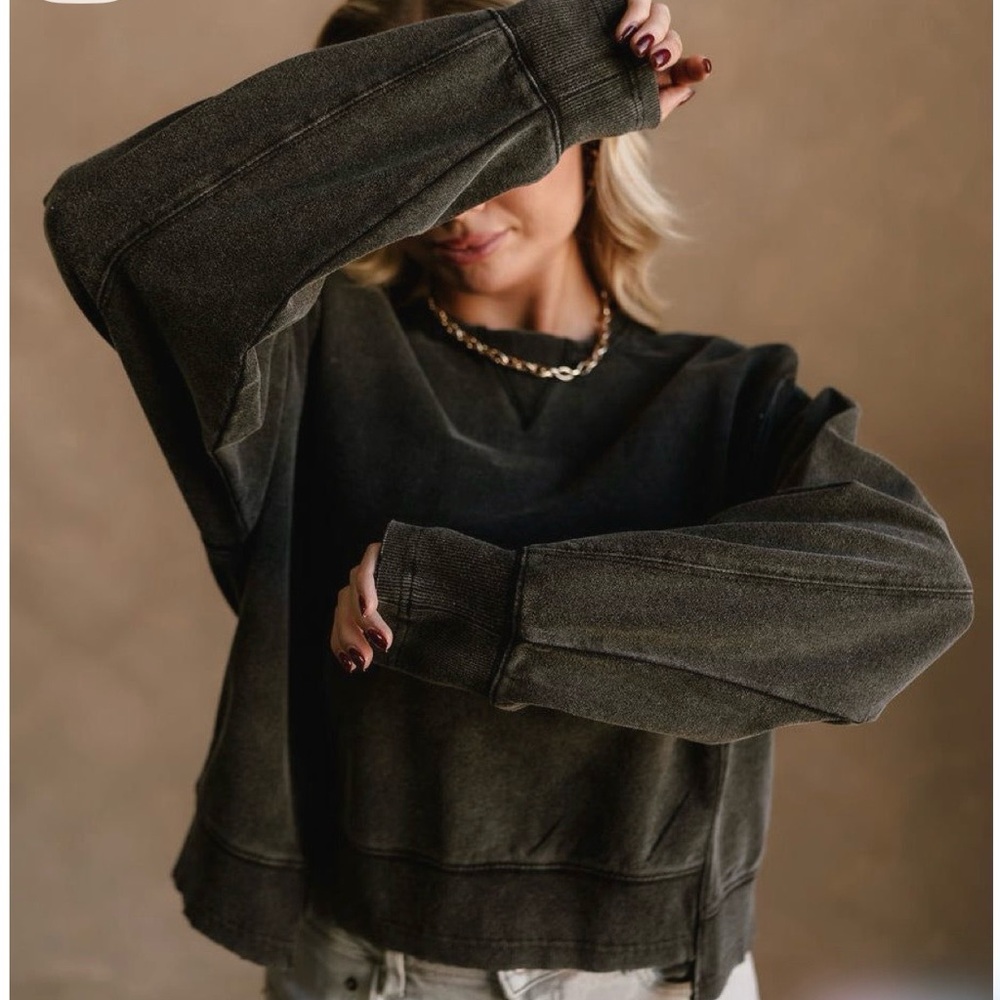 Hard Tail Acid Wash/inside-out Crew Neck Sweatshirt